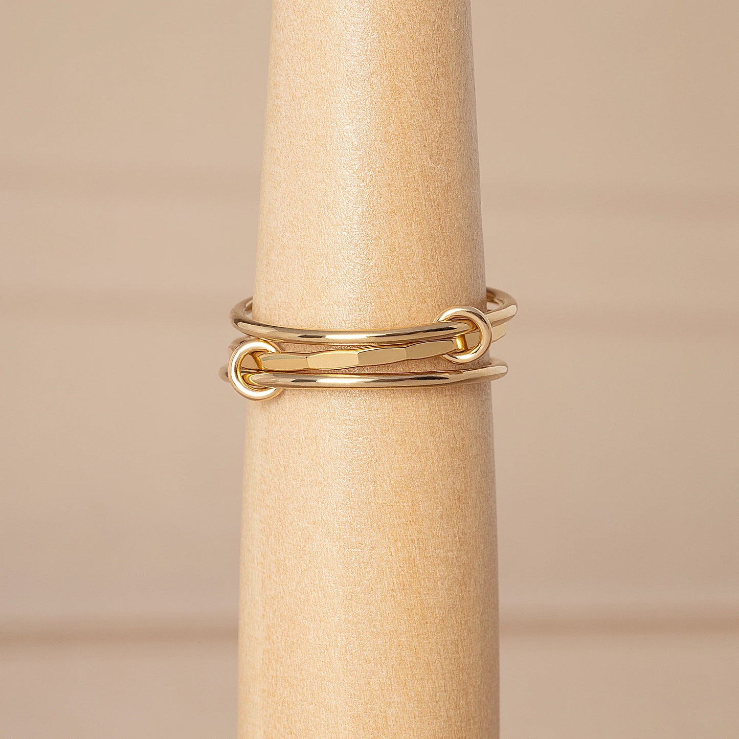 Hammered Minimal Linked Stacker Ring