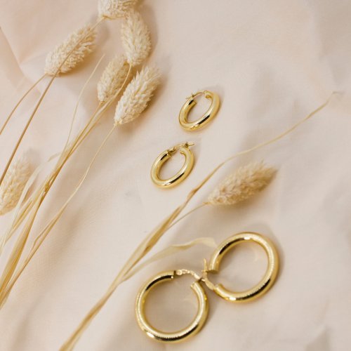 10K Yellow Gold Tube Hoops